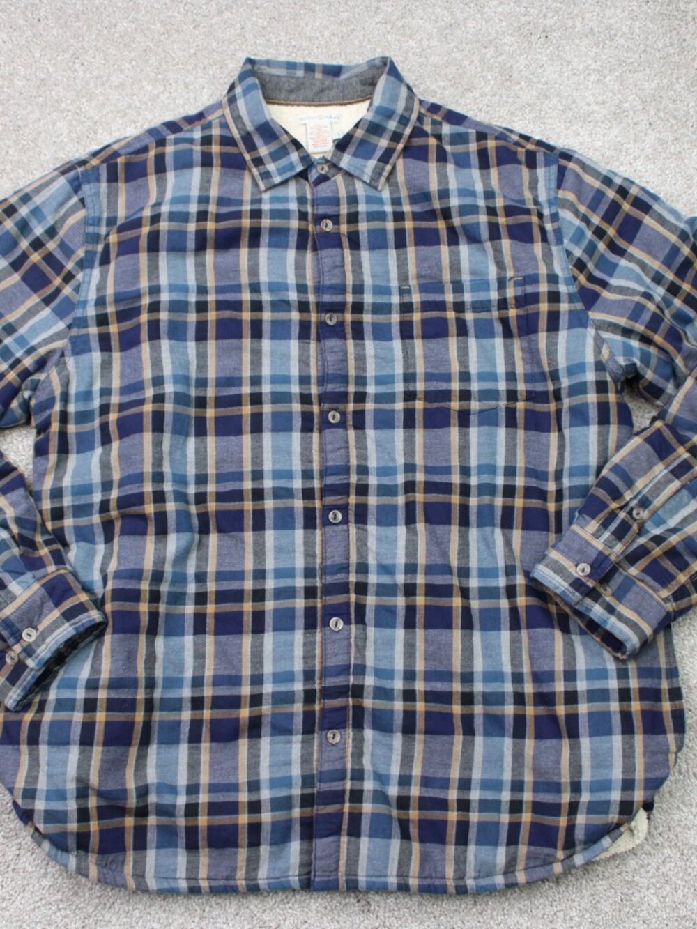 Carbon 2 Cobalt Shacket Mens Large Blue Button Fleece Lined Sweatshirt Jacket